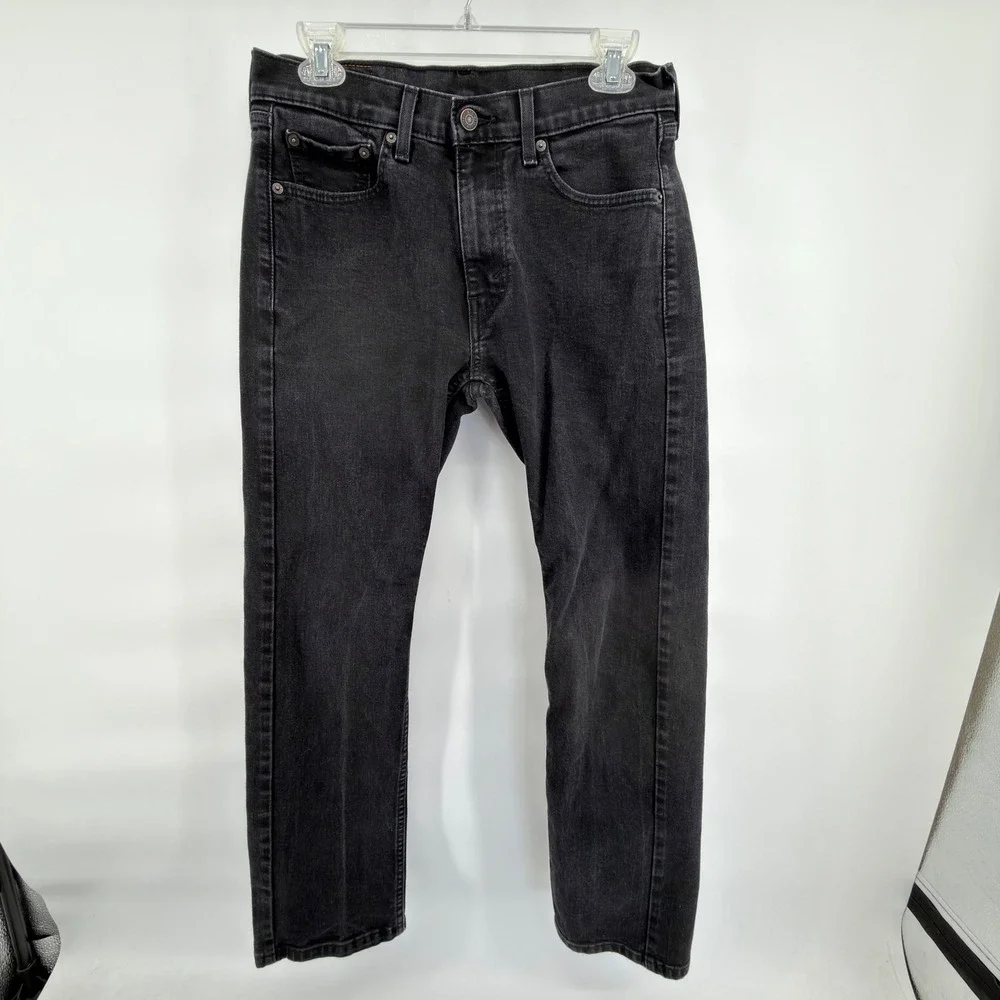 Levi's 506 Straight Leg Jeans Mens 30x30 Black Faded Stretch Denim 5-Pocket